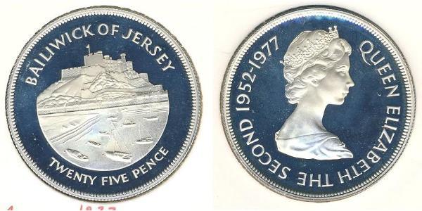 25 Penny Jersey Silver Elizabeth II (1926-2022)