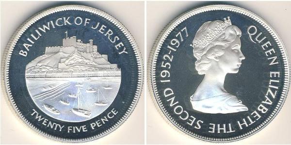 25 Penny Jersey Silver Elizabeth II (1926-2022)