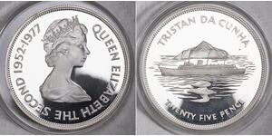 25 Penny Tristan da Cunha Silver Elizabeth II (1926-2022)