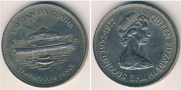 25 Penny Tristan da Cunha Silver Elizabeth II (1926-2022)