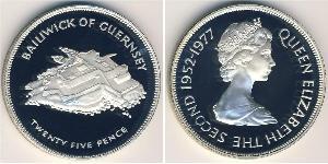 25 Penny 根西 銀 伊丽莎白二世 (1926-2022)