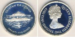 25 Penny 特里斯坦-达库尼亚 銀 伊丽莎白二世 (1926-2022)