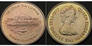 25 Penny 特里斯坦-达库尼亚 銀 伊丽莎白二世 (1926-2022)