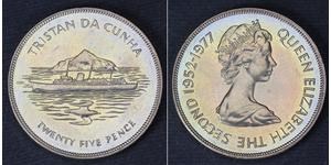 25 Penny 特里斯坦-达库尼亚 銀 伊丽莎白二世 (1926-2022)
