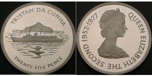 25 Penny 特里斯坦-达库尼亚 銀 伊丽莎白二世 (1926-2022)