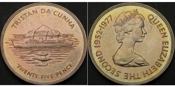 25 Penny 特里斯坦-达库尼亚 銀 伊丽莎白二世 (1926-2022)