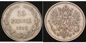 25 Penny 芬兰大公国 (1809 - 1917) 銀 尼古拉二世 (俄罗斯) (1868-1918)