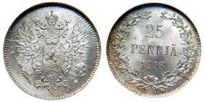25 Penny 芬兰大公国 (1809 - 1917) 銀 尼古拉二世 (俄罗斯) (1868-1918)