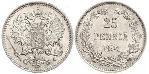 25 Penny 芬兰大公国 (1809 - 1917) 銀 尼古拉二世 (俄罗斯) (1868-1918)