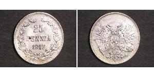 25 Penny 芬兰大公国 (1809 - 1917) 銀 尼古拉二世 (俄罗斯) (1868-1918)