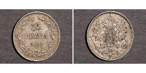 25 Penny 芬兰大公国 (1809 - 1917) 銀 尼古拉二世 (俄罗斯) (1868-1918)