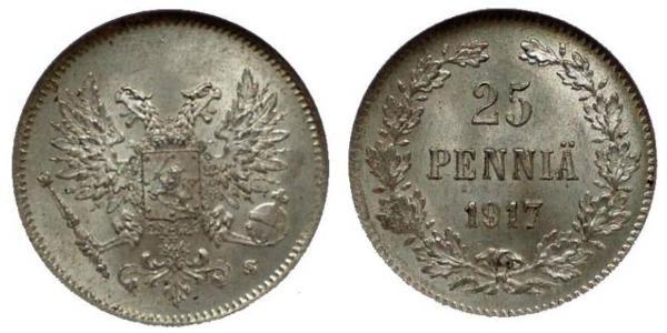 25 Penny 芬兰大公国 (1809 - 1917) 銀 尼古拉二世 (俄罗斯) (1868-1918)