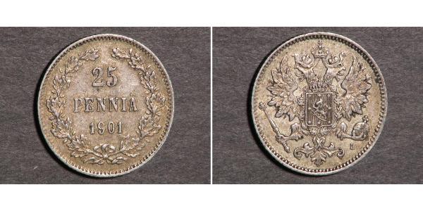 25 Penny 芬兰大公国 (1809 - 1917) 銀 尼古拉二世 (俄罗斯) (1868-1918)