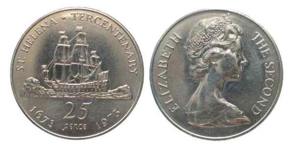 25 Penny 圣赫勒拿岛 銅/镍 伊丽莎白二世 (1926-2022)