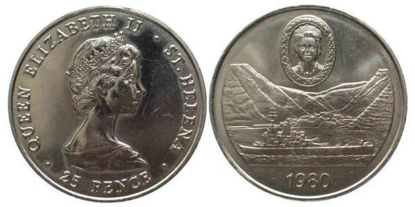25 Penny 圣赫勒拿岛 銅/镍 伊丽莎白二世 (1926-2022)
