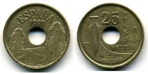 25 Peseta Reino de España (1976 - ) Aluminio/Bronce 