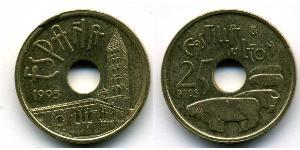 25 Peseta Kingdom of Spain (1976 - ) Brass 