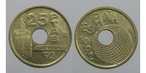 25 Peseta Kingdom of Spain (1976 - ) Bronze/Nickel Juan Carlos I of Spain (1938 - )