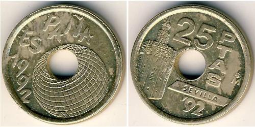 25 Peseta Kingdom of Spain (1976 - ) Bronze/Nickel Juan Carlos I of Spain (1938 - )