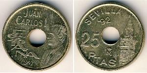 25 Peseta Reino de España (1976 - ) Bronze/Nickel Juan Carlos I (1938 - )