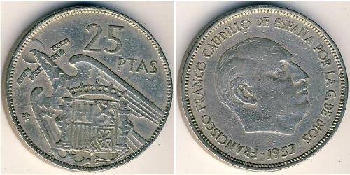 25 Peseta Francoist Spain (1936 - 1975) Copper/Nickel Francisco Franco (1892 – 1975)