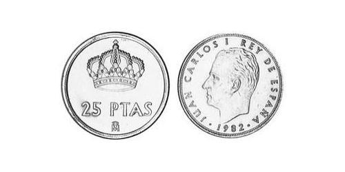 25 Peseta Kingdom of Spain (1976 - ) Copper/Nickel Juan Carlos I of Spain (1938 - )