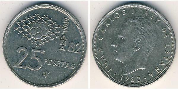 25 Peseta Royaume d’Espagne (1976 - ) Cuivre/Nickel Juan Carlos I (1938 - )