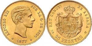 25 Peseta Kingdom of Spain (1874 - 1931) Gold Alfonso XII of Spain (1857 -1885)