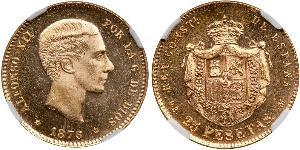 25 Peseta Kingdom of Spain (1874 - 1931) Gold Alfonso XII of Spain (1857 -1885)