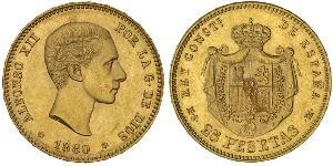 25 Peseta Kingdom of Spain (1874 - 1931) Gold Alfonso XII of Spain (1857 -1885)