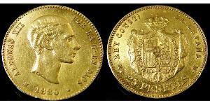 25 Peseta Kingdom of Spain (1874 - 1931) Or Alfonso XII of Spain (1857 -1885)