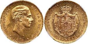 25 Peseta Kingdom of Spain (1874 - 1931) Oro Alfonso XII of Spain (1857 -1885)