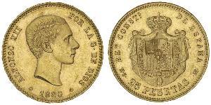 25 Peseta Kingdom of Spain (1874 - 1931) Oro Alfonso XII of Spain (1857 -1885)