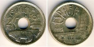 25 Peseta Regno di Spagna (1976 - ) Ottone 