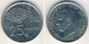 25 Peseta Regno di Spagna (1976 - ) Rame/Nichel Juan Carlos I (1938 - )