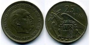 25 Peseta 佛朗哥时期 (1936 - 1975) 銅/镍 