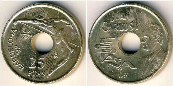 25 Peseta 西班牙 青铜/镍 胡安·卡洛斯一世 (1938 - )