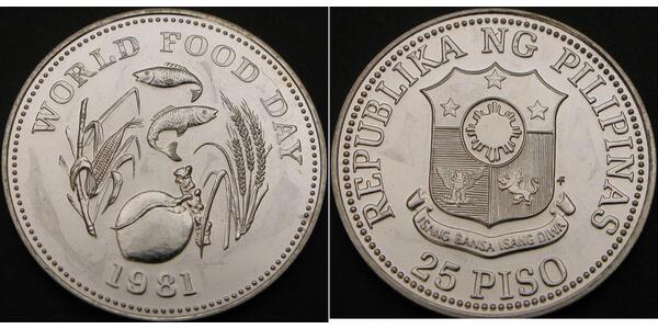 25 Peso Filippine Argento 