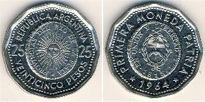 25 Peso Argentinien (1861 - ) Acier/Nickel 