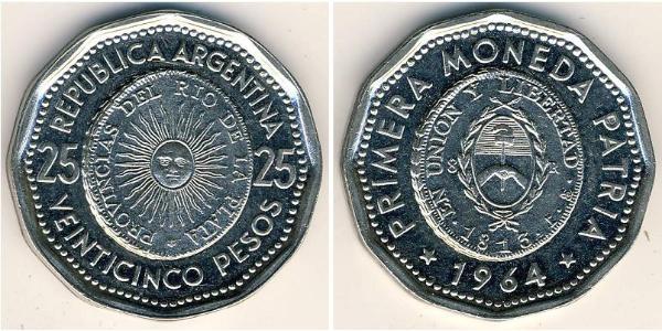 25 Peso República Argentina (1861 - ) Níquel/Acero 