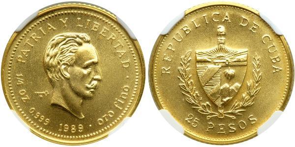 25 Peso Cuba Oro Jose Julian Marti Perez (1853 - 1895) 