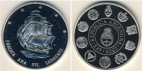 25 Peso República Argentina (1861 - ) Plata 