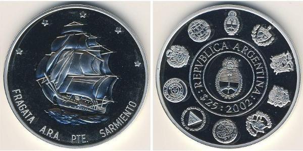 25 Peso República Argentina (1861 - ) Plata 