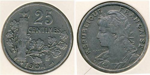 25 Sent French Third Republic (1870-1940)  Nickel 