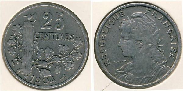 25 Sent French Third Republic (1870-1940)  Nickel 