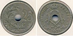 25 Sent Bélgica Níquel/Cobre 