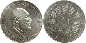 25 Shilling Republic of Austria (1955 - ) Argent Carl Auer von Welsbach