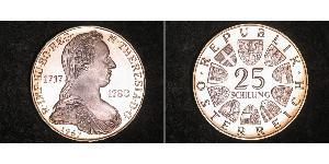 25 Shilling Republic of Austria (1955 - ) Argent Maria Theresa of Austria (1717 - 1780)