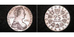 25 Shilling Republic of Austria (1955 - ) Argent Maria Theresa of Austria (1717 - 1780)