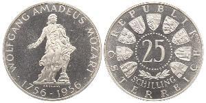 25 Shilling Republic of Austria (1955 - ) Argent Wolfgang Amadeus Mozart